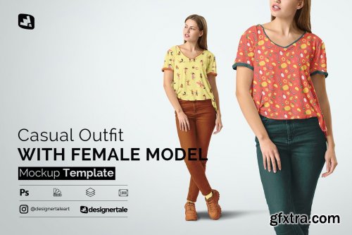 CreativeMarket - Casual Outfit With Female Model 4743994