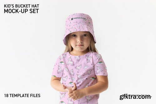 CreativeMarket - Kid's Bucket Hat Mock-Up Set 6405612