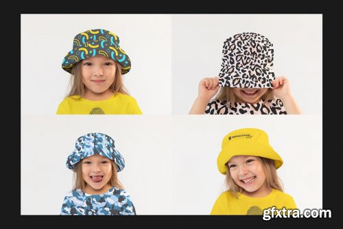 CreativeMarket - Kid's Bucket Hat Mock-Up Set 6405612