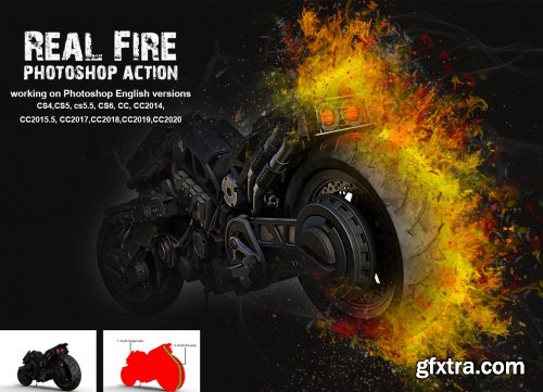 CreativeMarket - Real Fire Photoshop Action 5265414