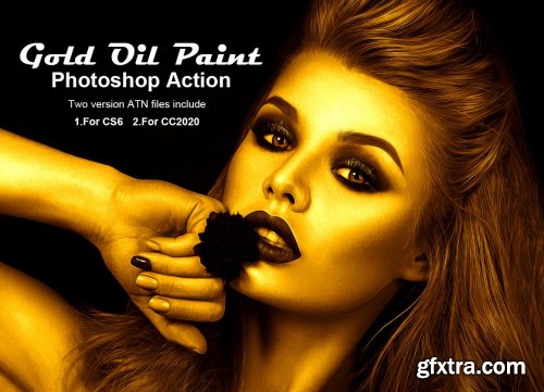 CreativeMarket - Gold Oil Paint Photoshop Action 5268701