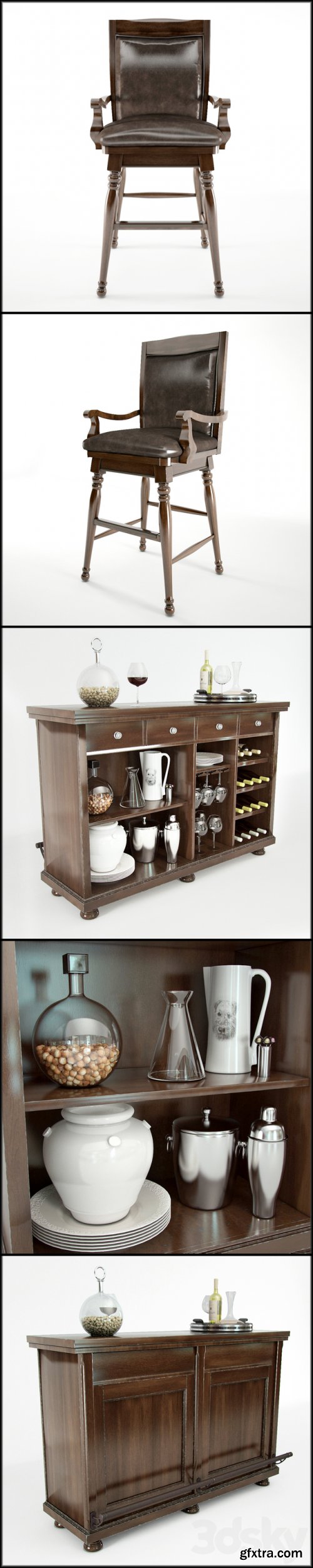 Porter Bar stand and stool