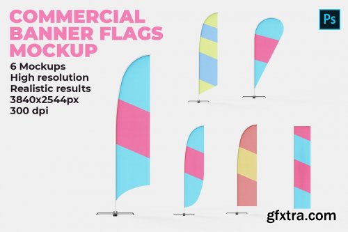 CreativeMarket - Commercial Banner Flags Mockup 4523502