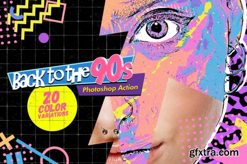 CreativeMarket - Back to the 90s Photoshop Action 5335278