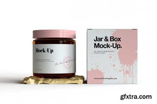  CreativeMarket - Amber Glass Jar & Box Mock-Up Vol.2 5254432