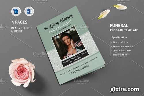 CreativeMarket - Funeral Program Template - V952 4319254