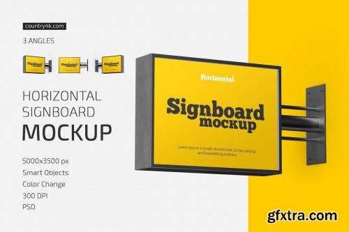 CreativeMarket - Horizontal Signboard Mockup Set 5350899