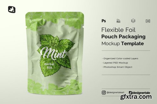 CreativeMarket - Flexible Foil Pouch Packaging Mockup 4962367