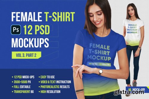 CreativeMarket - Female T-Shirt Mockups Vol 3 Part 2 5336758