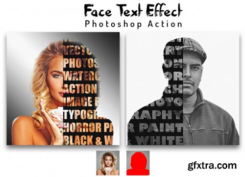 CreativeMarket - Face Text Effect Photoshop Action 6450763