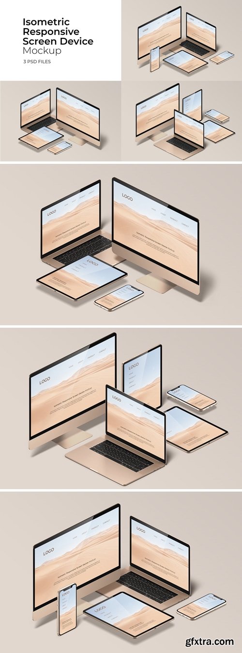 Isometric Responsive Screen Device - Mockup Vol.2