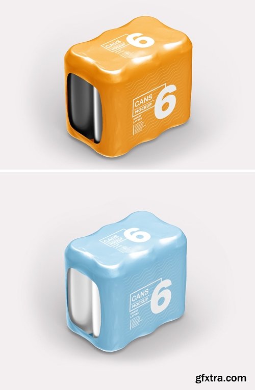 6 Cans Pack Mockup