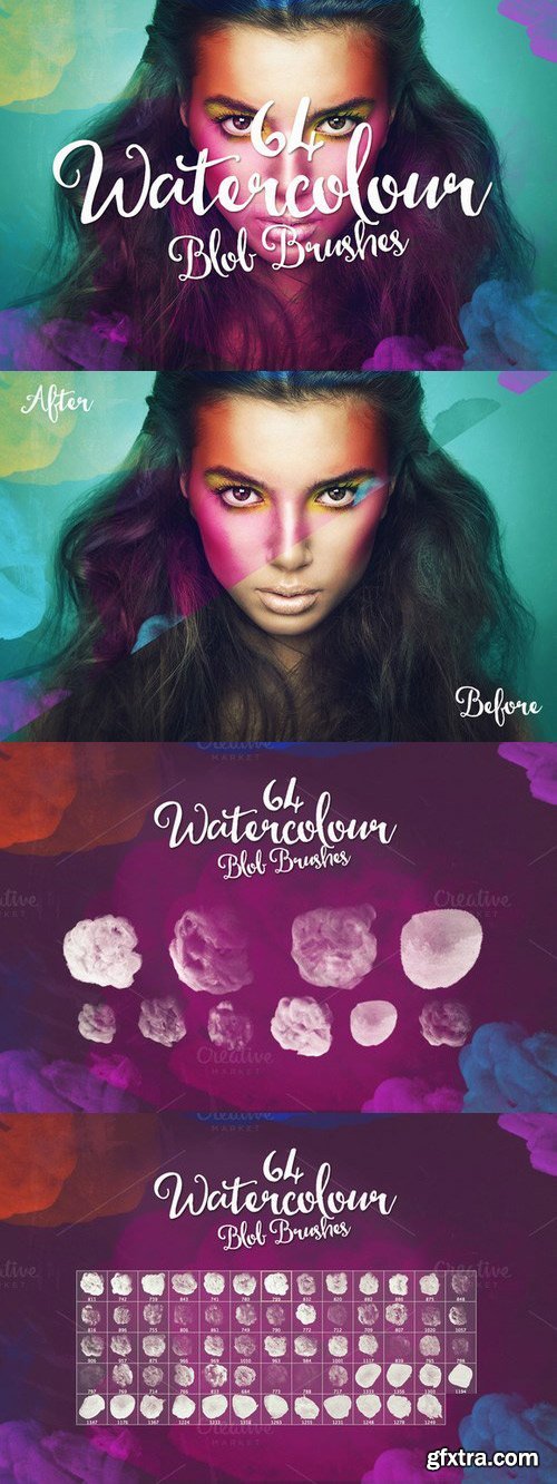 CM - 64 Watercolor Blob Brushes by Layerform 237128