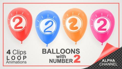 Videohive - Balloons With Number 2 / Happy Two Years Old - 33635523 - 33635523