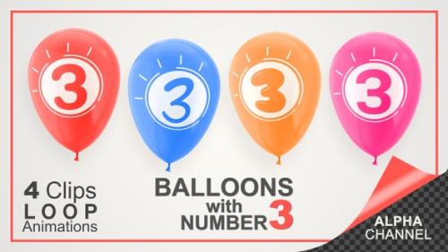 Videohive - Balloons With Number 3 / Happy Three Years Old - 33635630 - 33635630