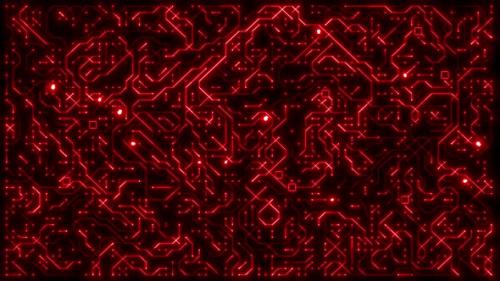 Videohive - Glowing Red Circuit Animation Motherboard Loop - 33642570 - 33642570