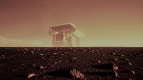 Videohive - Big Yellow Mining Truck in the Dust at Career - 33655850 - 33655850