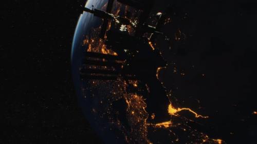 Videohive - International Space Station in Outer Space Over the Planet Earth Orbit - 33666650 - 33666650