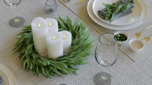 Videohive - Serving of festive table with candles - 33667366 - 33667366