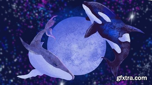 Procreate for Beginners: Learn the Basics Flying Whales around the Moon