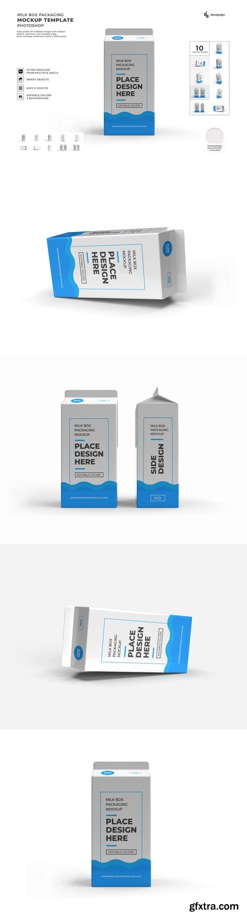 Milk Box Packaging Mockup Template Set