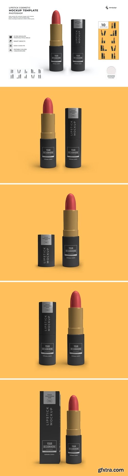 Lipstick Cosmetic Mockup Template Set