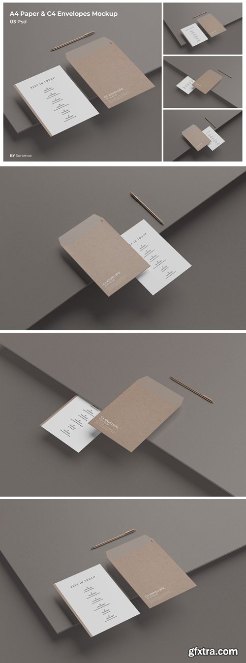 A4 Paper & C4 Envelopes Mockup