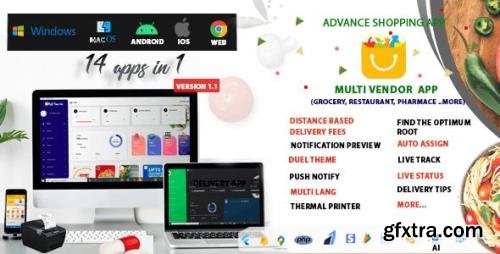 CodeCanyon - Multi-Vendor v1.1 - Food, Grocery, Pharmacy & Courier Delivery App | 14 apps - 33215179