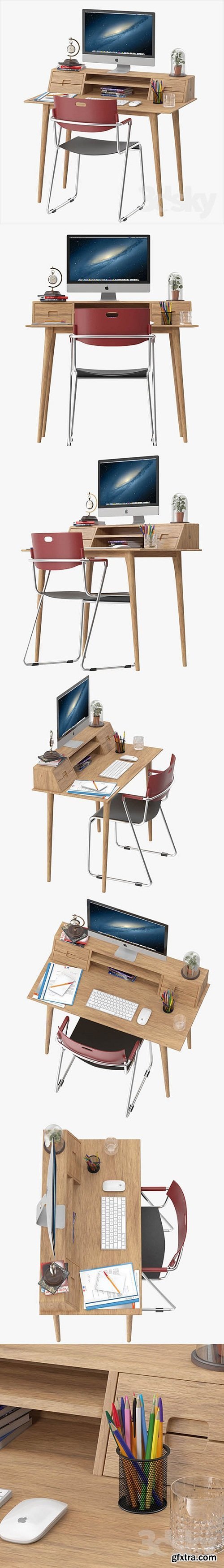 Scandinavian Style Desk 3D Model