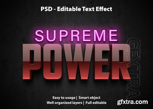 Editable text effect supreme power premium Premium Psd