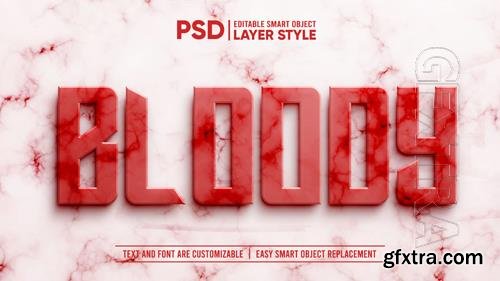 3d red blood marble granite realistic layer editable layer style smart object text effect Premium Psd