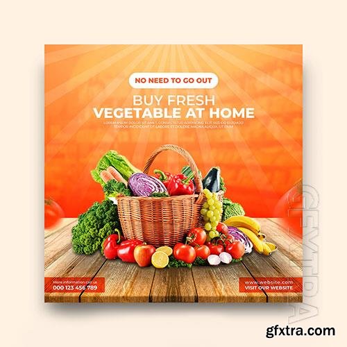 Online vegetable and grocery delivery promotion banner instagram social media post template psd