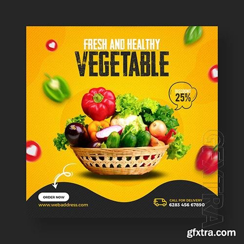 Healthy food and vegetable banner template premium psd