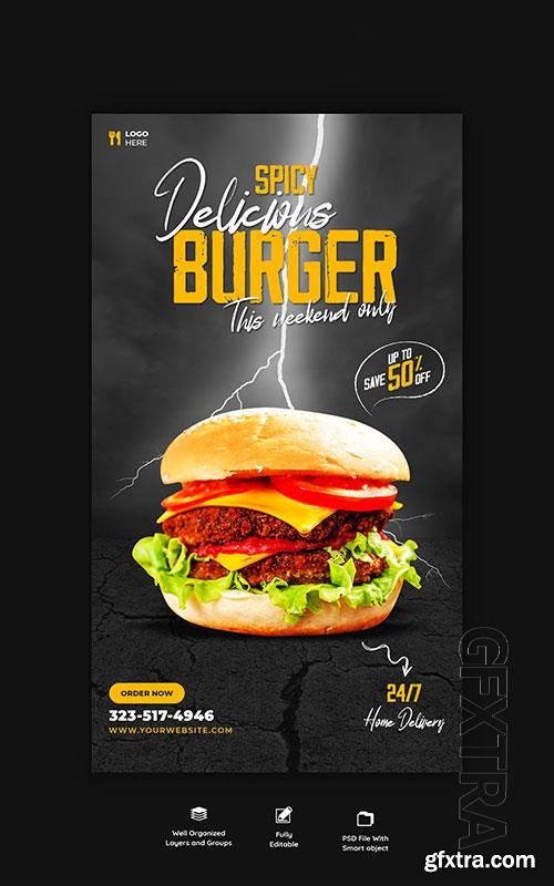 Burger and food menu instagram and facebook story template