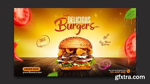 Burger and fast food menu webbanner social media post template psd