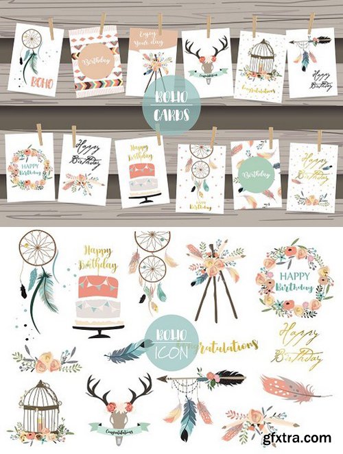 12 cute lovely design boho cards 5