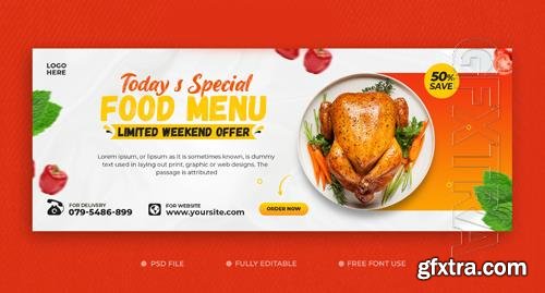 Food menu and restaurant social media cover psd template