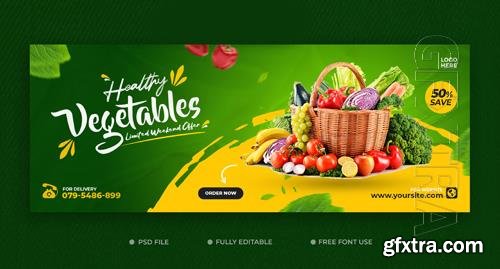 Healthy food recipe promotion facebook timeline cover and web banner template psd