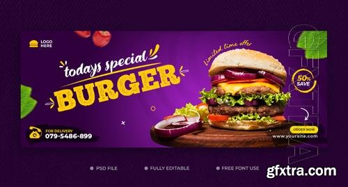 Food menu delicious burger and facebook cover template psd