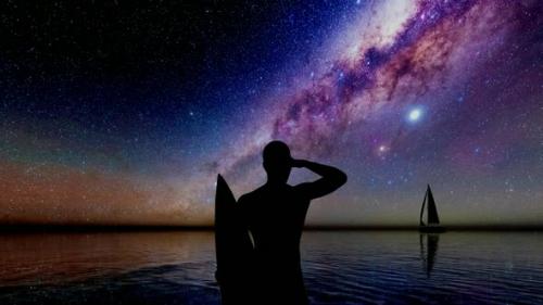 Videohive - Surfer and Milkyway Landscape - 33692746 - 33692746