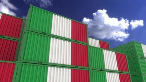 Videohive - Italy Flag Containers are Located at the Container Terminal - 33698557 - 33698557