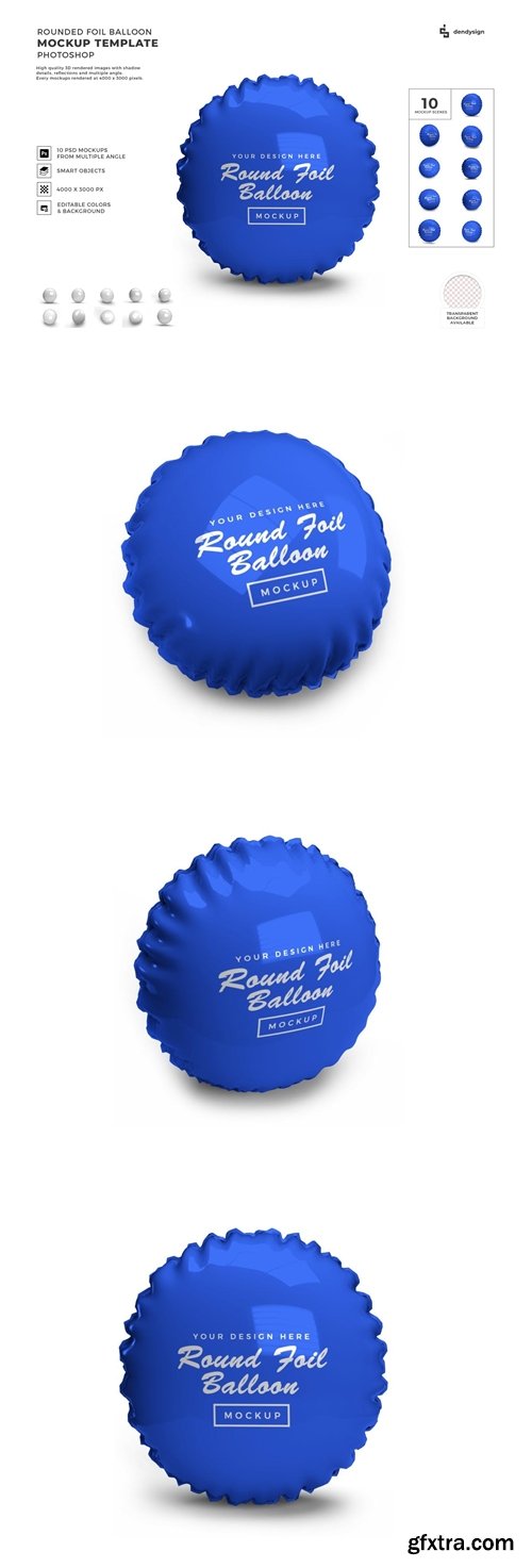 Rounded Foil Balloon Mockup Template Set