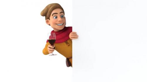 Videohive - Fun 3D cartoon medieval man with a glass of wine - 33702327 - 33702327