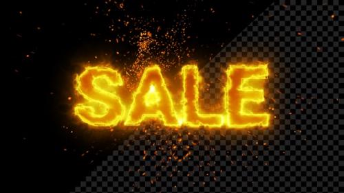 Videohive - Burning Sale Text Overlay With Flame Spark - 33705226 - 33705226