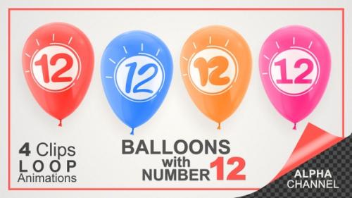 Videohive - Balloons With Number 12 / Happy Twelve Years Old - 33713630 - 33713630