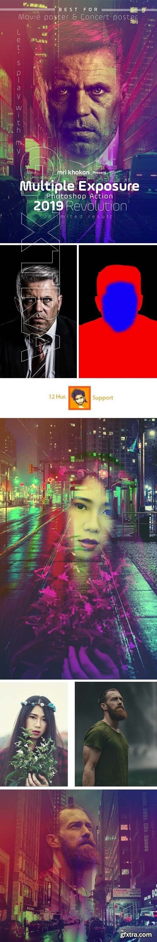 GraphicRiver - Multiple Exposure Photoshop Action 23156312