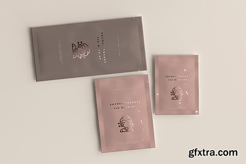 Plastic sachet packet mockup