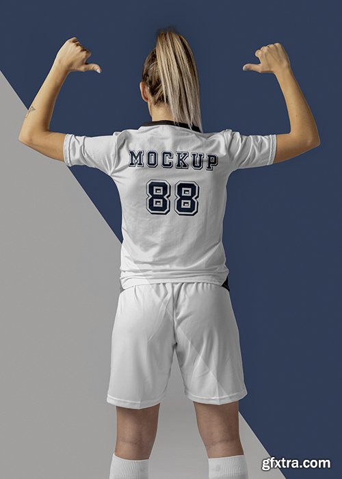 Female soccer player apparel mock-up