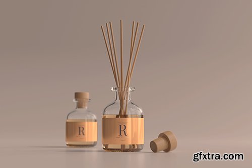 Incense air freshener reed diffuser glass bottle mockup