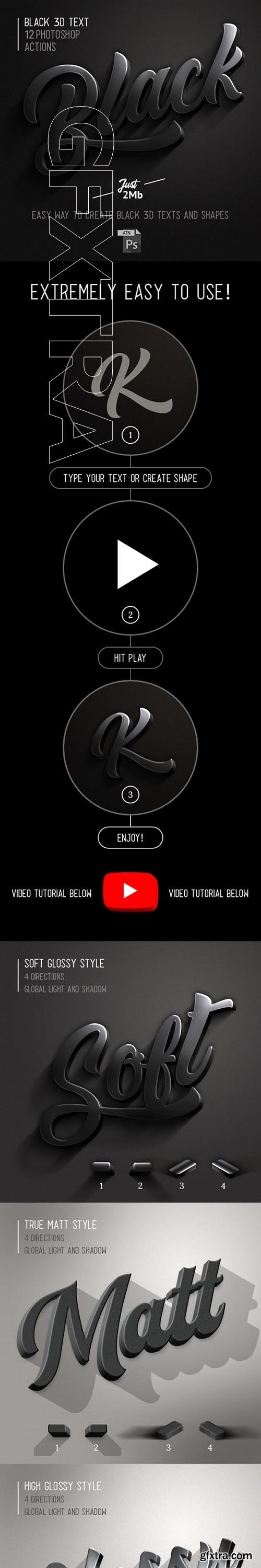 GraphicRiver - 3D Black Photoshop Action 22952108